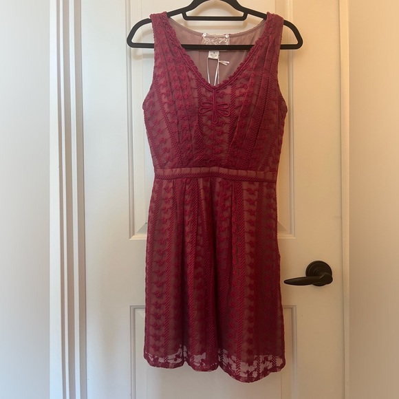 Nick and Me Dark Rose Colored Lace Dress - Picture 2 of 7
